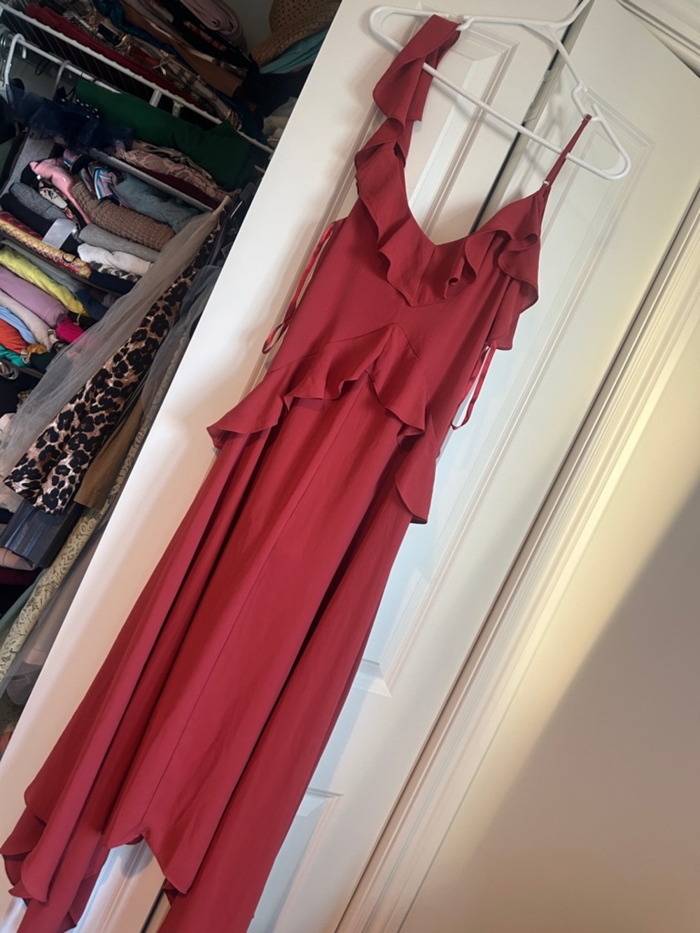 BCBGMaxAzria Red Ruffle-Trim cocktail Dress